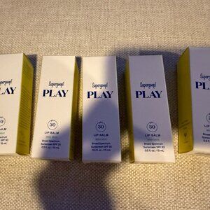 LOT OF 5 SUPERGOOP! PLAY SPF 30 MINT LIP BALMS (NEW IN BOX)